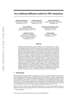 On conditional diffusion models for PDE simulations