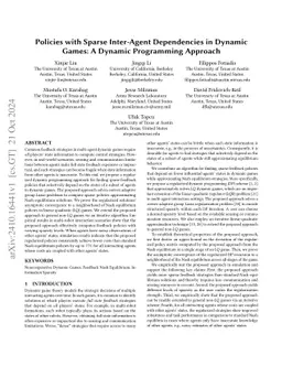 Approximate Feedback Nash Equilibria with Sparse Inter-Agent Dependencies