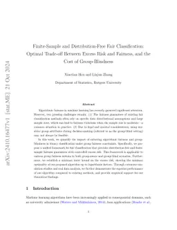 Finite-Sample and Distribution-Free Fair Classification: Optimal
  Trade-off Between Excess Risk and Fairness, and the Cost of Group-Blindness