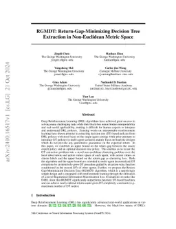 RGMDT: Return-Gap-Minimizing Decision Tree Extraction in Non-Euclidean
  Metric Space