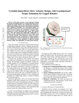 Cycloidal Quasi-Direct Drive Actuator Designs with Learning-based Torque Estimation for Legged Robotics