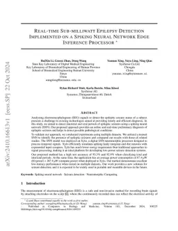Real-time Sub-milliwatt Epilepsy Detection Implemented on a Spiking
  Neural Network Edge Inference Processor