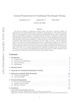 General Frameworks for Conditional Two-Sample Testing