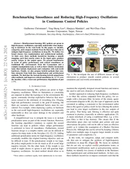 Benchmarking Smoothness and Reducing High-Frequency Oscillations in
  Continuous Control Policies