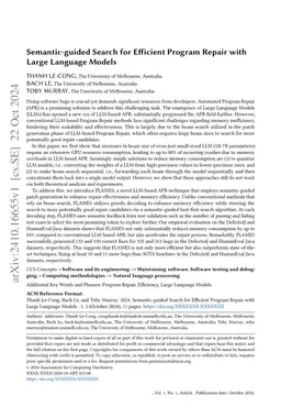 Memory-Efficient Large Language Models for Program Repair with Semantic-Guided Patch Generation