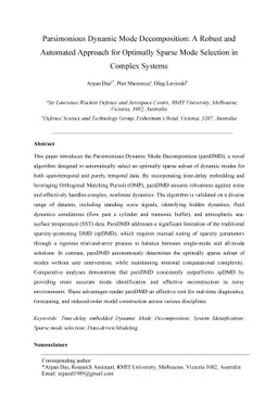 Parsimonious Dynamic Mode Decomposition: A Robust and Automated Approach
  for Optimally Sparse Mode Selection in Complex Systems