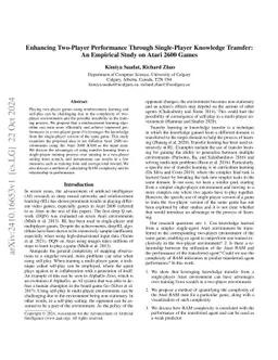 Enhancing Two-Player Performance Through Single-Player Knowledge
  Transfer: An Empirical Study on Atari 2600 Games