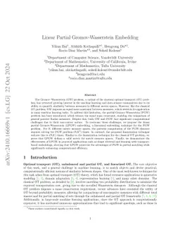 Linear Partial Gromov-Wasserstein Embedding