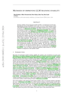 Methods of improving LLM training stability