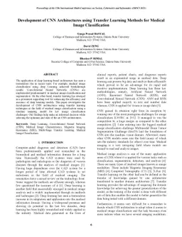 Development of CNN Architectures using Transfer Learning Methods for
  Medical Image Classification