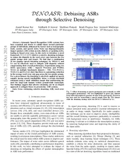 DENOASR: Debiasing ASRs through Selective Denoising