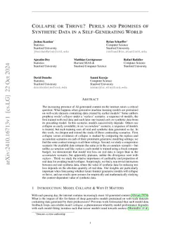 Collapse or Thrive? Perils and Promises of Synthetic Data in a Self-Generating World