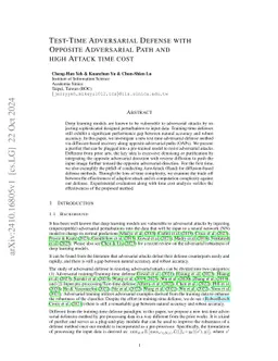 Test-time Adversarial Defense with Opposite Adversarial Path and High Attack Time Cost
