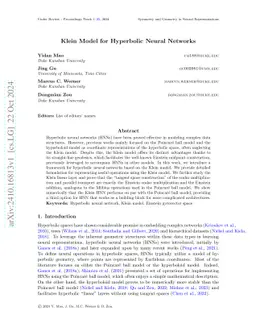 Klein Model for Hyperbolic Neural Networks