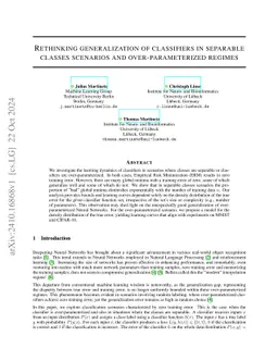 Rethinking generalization of classifiers in separable classes scenarios
  and over-parameterized regimes