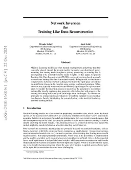 Network Inversion for Training-Like Data Reconstruction