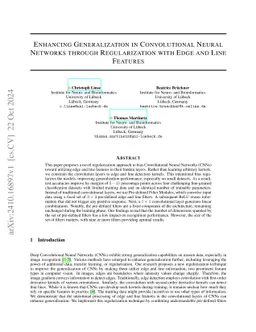 Enhancing Generalization in Convolutional Neural Networks through
  Regularization with Edge and Line Features