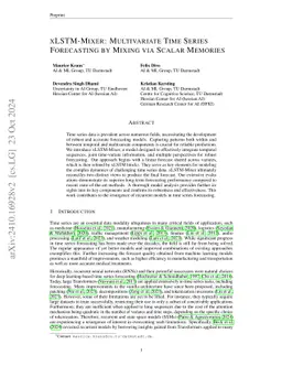 xLSTM-Mixer: Multivariate Time Series Forecasting by Mixing via Scalar Memories