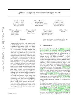 Optimal Design for Reward Modeling in RLHF