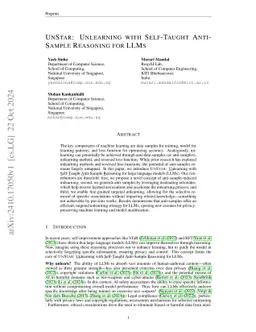 UnStar: Unlearning with Self-Taught Anti-Sample Reasoning for LLMs