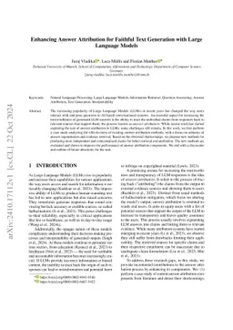 Enhancing Answer Attribution for Faithful Text Generation with Large
  Language Models