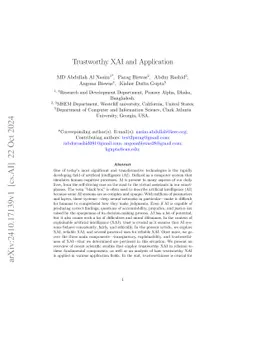 Trustworthy XAI and Application