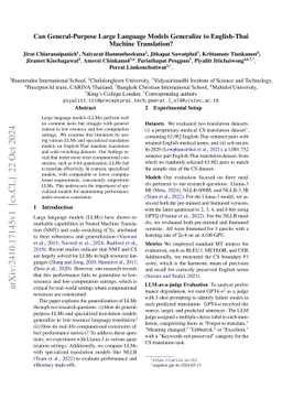 Can General-Purpose Large Language Models Generalize to English-Thai
  Machine Translation ?