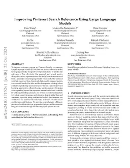 Improving Pinterest Search Relevance Using Large Language Models
