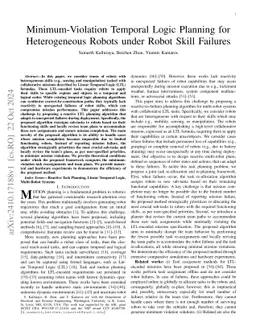 Minimum-Violation Temporal Logic Planning for Heterogeneous Robots under Robot Skill Failures