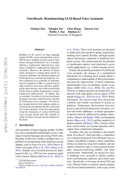 VoiceBench: Benchmarking LLM-Based Voice Assistants