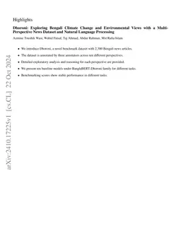Dhoroni: Exploring Bengali Climate Change and Environmental Views with a
  Multi-Perspective News Dataset and Natural Language Processing