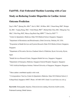 FairFML: Fair Federated Machine Learning with a Case Study on Reducing
  Gender Disparities in Cardiac Arrest Outcome Prediction
