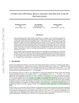 Computing Optimal Regularizers for Online Linear Optimization