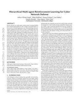 Hierarchical Multi-agent Reinforcement Learning for Cyber Network Defense