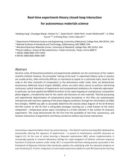 Real-time experiment-theory closed-loop interaction for autonomous
  materials science