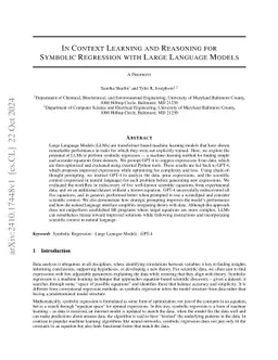 In Context Learning and Reasoning for Symbolic Regression with Large Language Models