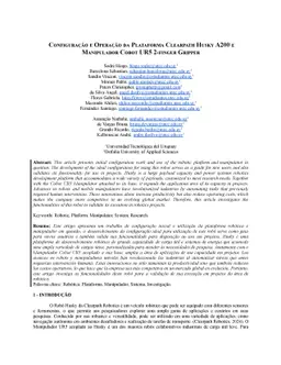 Configuração e operação da plataforma Clearpath Husky A200 e
  manipulador Cobot UR5 2-finger gripper