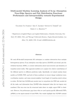 Interpretable Multimodal Machine Learning Analysis of X-ray Absorption Near-Edge Spectra and Pair Distribution Functions