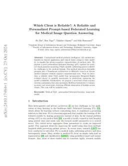 Which Client is Reliable?: A Reliable and Personalized Prompt-based
  Federated Learning for Medical Image Question Answering