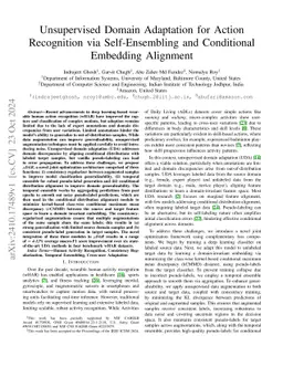 Unsupervised Domain Adaptation for Action Recognition via
  Self-Ensembling and Conditional Embedding Alignment