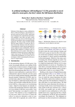Is artificial intelligence still intelligence? LLMs generalize to novel
  adjective-noun pairs, but don't mimic the full human distribution