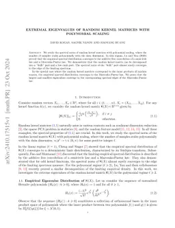 Extremal Eigenvalues of Random Kernel Matrices with Polynomial Scaling