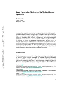 Deep Generative Models for 3D Medical Image Synthesis