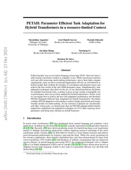 PETAH: Parameter Efficient Task Adaptation for Hybrid Transformers in a resource-limited Context