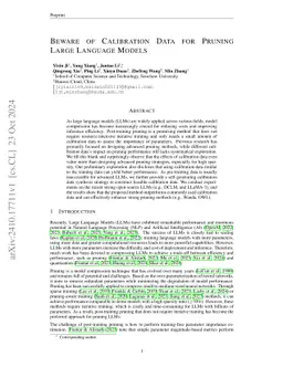 Beware of Calibration Data for Pruning Large Language Models