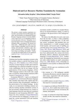 Dialectal and Low-Resource Machine Translation for Aromanian