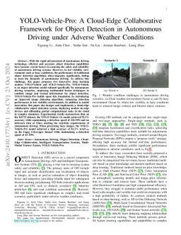 YOLO-Vehicle-Pro: A Cloud-Edge Collaborative Framework for Object
  Detection in Autonomous Driving under Adverse Weather Conditions