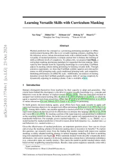Learning Versatile Skills with Curriculum Masking