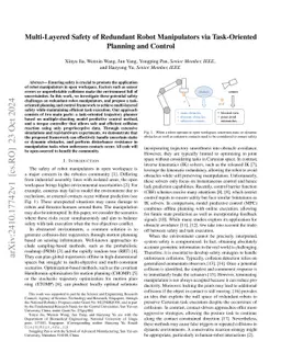 Multi-layered Safety of Redundant Robot Manipulators via Task-oriented Planning and Control