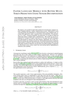 Faster Language Models with Better Multi-Token Prediction Using Tensor Decomposition